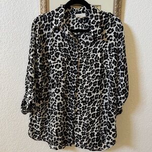 Leopard Button Down Blouse